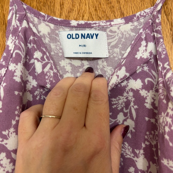 Old Navy Girls Lavender Floral Ruffle-Hem Sundress – Size M (8) - Picture 3 of 5